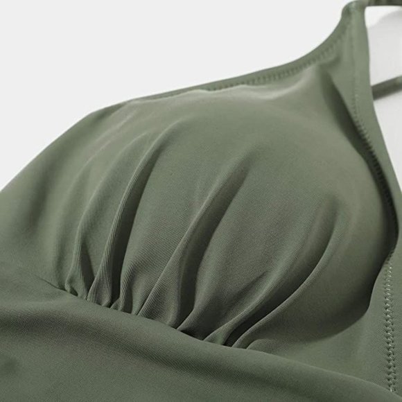 NEW Green Women's One Piece Swimsuit Tummy Control V Neck Bathing Suit sz M - Picture 9 of 10